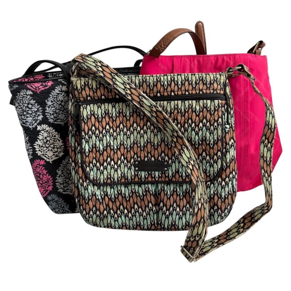 Vera Bradley Lot of 3 Crossbody & Tote Bags As Is Dirt Wear Craft Upcycle Repair